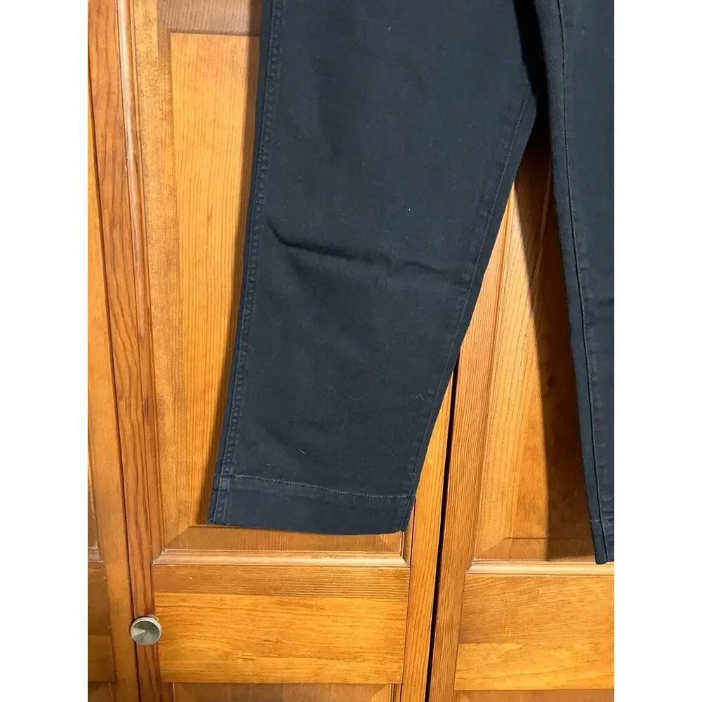 NWT Quince Women's Organic Stretch Cotton Twill Wide-Leg Crop Pants Black SZ 27 - Picture 4 of 14